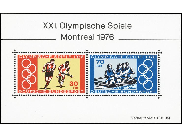 1976, Olympische Sommerspiele Montreal-Block im Format 115x70 mm, postfrisch, im Unterrand mit Fingerspuren, sonst tadellos, 
