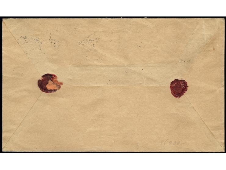 1943, Verwaltungsausschuss 10 L. mit 50 C. - 5 L. in waagerechten Paaren bzw. 5 L. als Paar geklebt, dabei je ein Wert mit Au