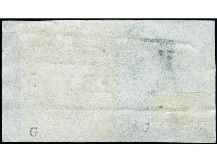 "HIRSCHFELDE 20 FEB 18*52", Ra2 sauber auf Friedrich August 2 Neugroschen auf hellblau und 3 Neugroschen auf gelb, beide voll