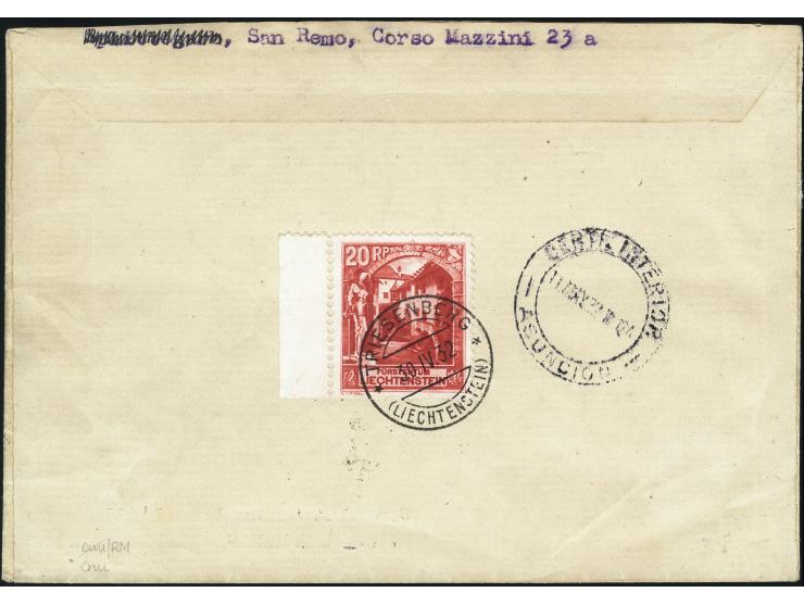 Liechtenstein: 1932, 4. Südamerikafahrt, Auflieferung Friedrichshafen, R-Brief von „TRIESENBERG 30.IV.“ mit u.a. kpl. Flugpos