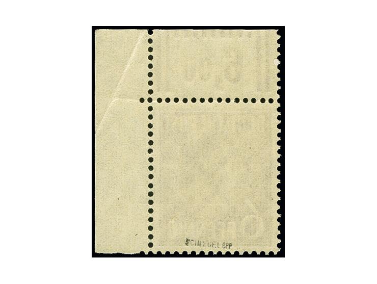 1948, Arbeiter mit Band- und Netzaufdruck: Probedruck 6 Pfg. mit schwarzem "Moiré-Linien-Aufdruck" aus der rechten oberen Bog