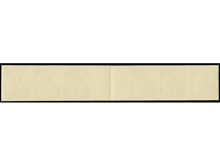 12 Pfg. rosarot ungezähnt im waagerechten 6er-Streifen mit Zwischenstegpaar, postfrisch, wie üblich im Steg einmal gefaltet, 