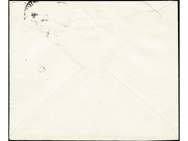 "TRANGISVAAG 1.-12.-1923" on Great Britain George V 1½ pence and 2½ pence on cover with embossed Leeth return address to Vaag