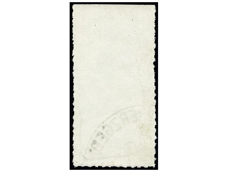 Seifen: 40 Pfg. dunkelrötlichlila, Oberrandstück mit Abart "oben ohne Durchstich", sauber gestempelt, sehr seltene Marke, Fot