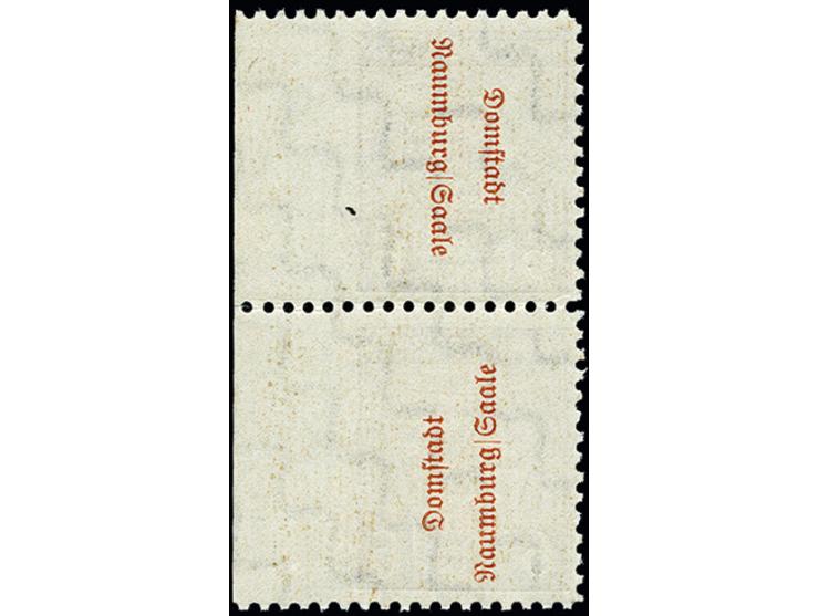 Naumburg gezähnt: 6 Pfg. grauviolett im senkrechten Randpaar mit rückseitigem Aufdruck "Domstadt-Naumburg/Saale" im Kehrdruck