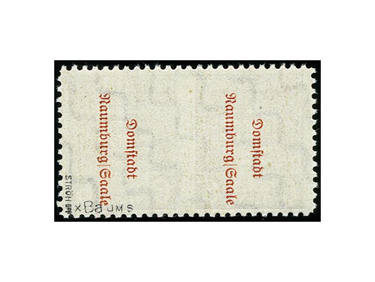 Naumburg mit Linienzähnung 11 1/2: 6 Pfg. grauviolett mit rückseitigem Aufdruck "Domstadt Naumburg/Saale" im waagerechten Paa