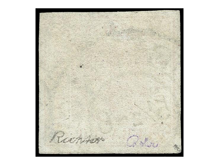 3 Pfg. rot, Platte VI, Type 6, sehr schön farbfrisch und allseits breitrandig mit Teilen von 3 Zwischenlinien, daran sächsisc