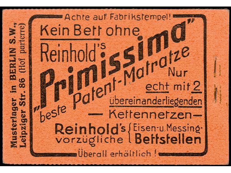 1913/16, Germania 2 M. schwarz auf orange, Ordnungsnummer 12, postfrisch, vorderes Deckblatt mit kleiner Beschriftung und zwe