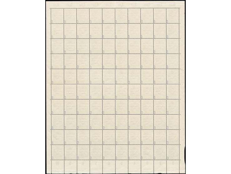 6 Pfg. dunkelviolett auf wb-Papier mit Trockengummierung, kpl. Bogen, postfrisch, Ränder zum Teil fehlerhaft, Marken tadellos