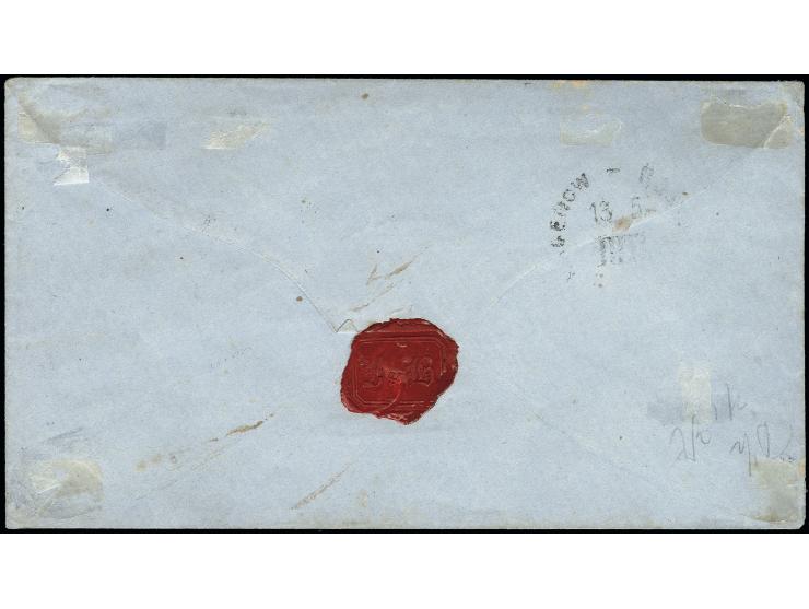 1856, 6/4 Sch. rot, farbfrisch und voll- bis breitrandig mit sauber auf- und nebengesetztem DKr. "BÜTZOW BAHNHOF 13/5" auf Br