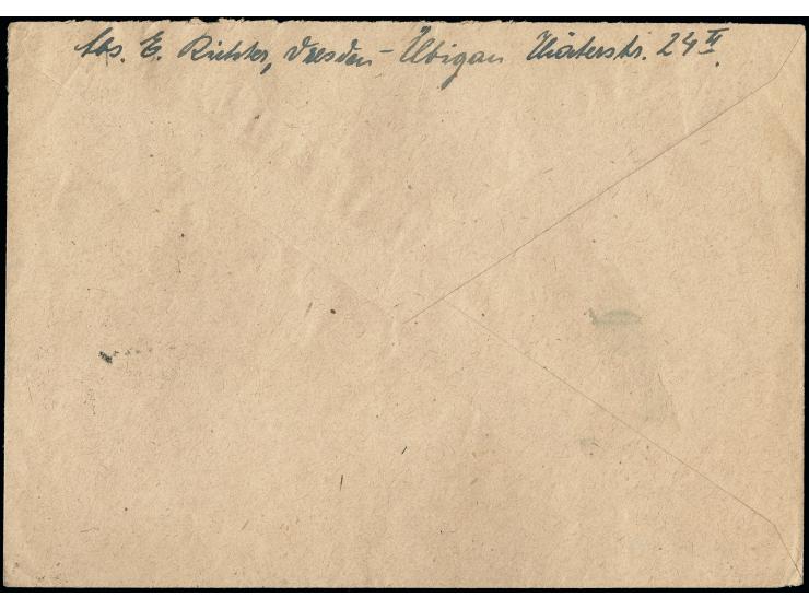 Dresden mit Durchstich L 9 ¾: 12 Pfg. rot mit Stempel „DRESDEN-NEUST.31 22.10.45“ auf Brief nach Dresden-Blasewitz, Marke mit