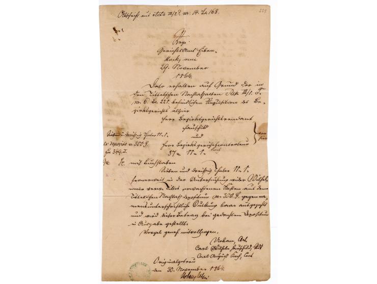 "K.S. GERICHTSAMT EIBENSTOCK", Siegelstempel in blau, zweimal abgeschlagen auf 3 Werten Wappen 2 Neugroschen blau auf vollstä