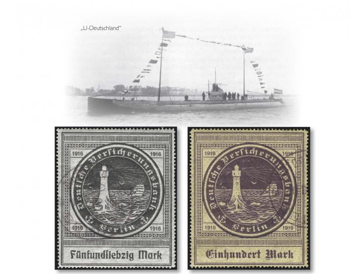 1916, Ausgabe mit Wasserzeichen 5 M.- 100 M. kpl., dabei 75 M. mit Wz. 'fallende Stufen', alle mit sauberen Stempeln von Berl