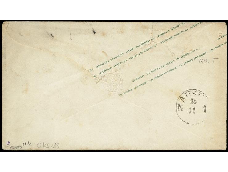 1859, Ganzsachenumschlag Georg V. 1 Groschen rosa mit Ra1 "BREMEN 16 11", adressiert nach Ludwigslust, neben dem Wertstempel 