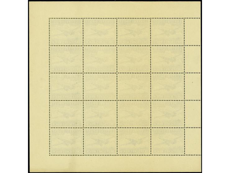 1944, Junker dunkelultramarin im kompletten Bogen zu 20 Werten, postfrisch, tadellos