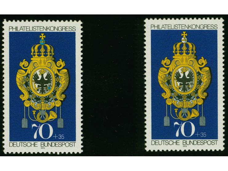 1973, IBRA 70 Pfg. mit Abart "Farbe Cyanblau (Reichsapfel auf Krone) fehlend", postfrisch, tadellos, sign. Schlegel BPP mit F