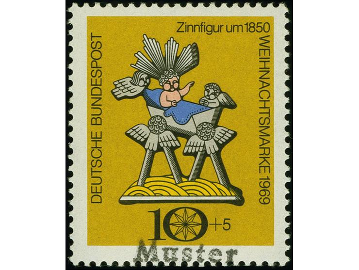 1969, Pausbäckchen 10 Pfg. mit Handstempel "Muster", postfrisch, tadellos, Fotoattest Schlegel BPP (2023)