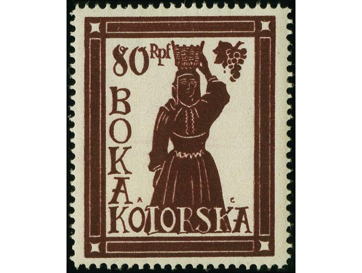 1944, Unverausgabte mit getöntem und aufgehelltem Hintergrund 10-80 Pfg., 9 Werte komplett postfrisch, tadellos, selten, Foto