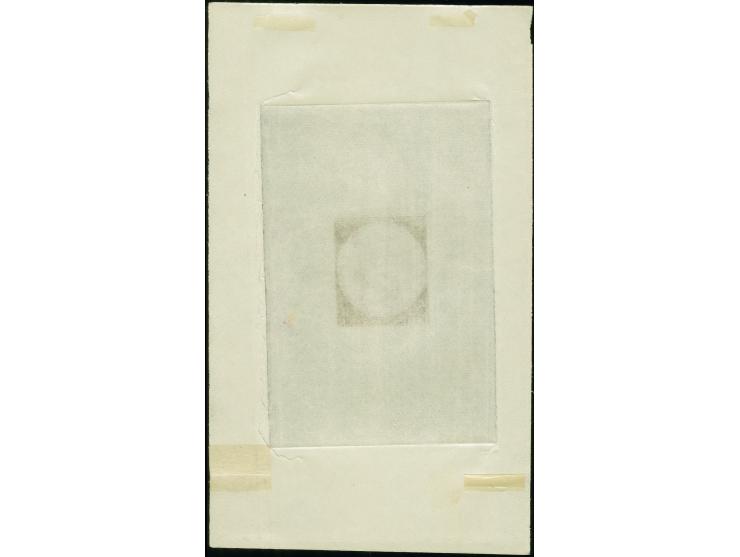 1941, Mozart 6+4 Pfg., ungezähnter Einzelabzug in schwarzviolett auf gummiertem Papier, Blockformat. Prägung rechts im Bogenr