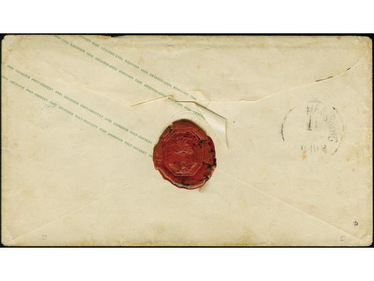 1864, 1 Groschen lebhaftrotkarmin, rosa Gummierung, mit blauem DKr. "GÖTTINGEN 13.3." als portogerechte Zusatzfrankatur auf G