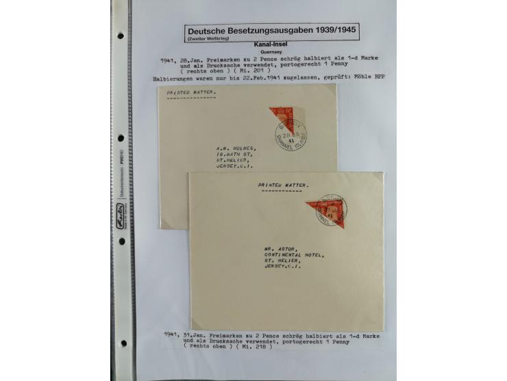 1941/45, kleine gestempelte Partie mit einigen Briefen/Karten, sauber auf selbst gestalteten Albenblättern, mit Albanien, Kan
