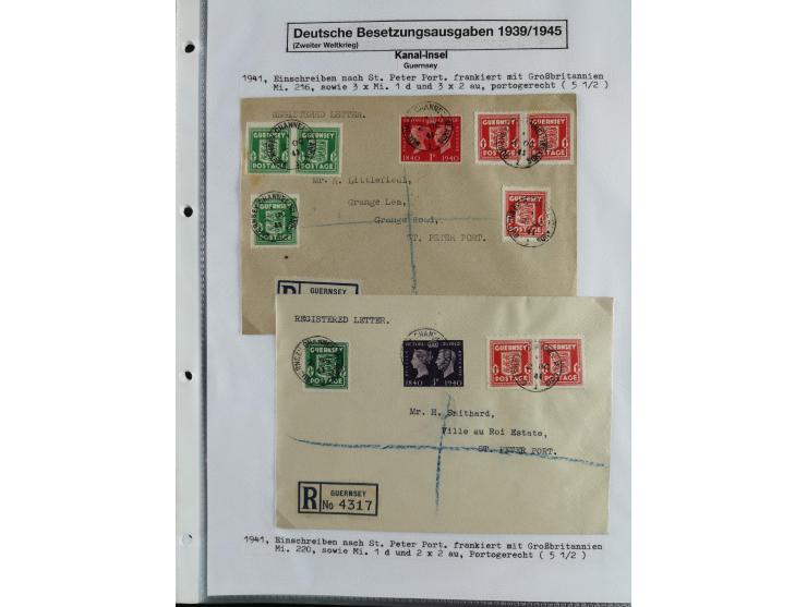 1941/45, kleine gestempelte Partie mit einigen Briefen/Karten, sauber auf selbst gestalteten Albenblättern, mit Albanien, Kan