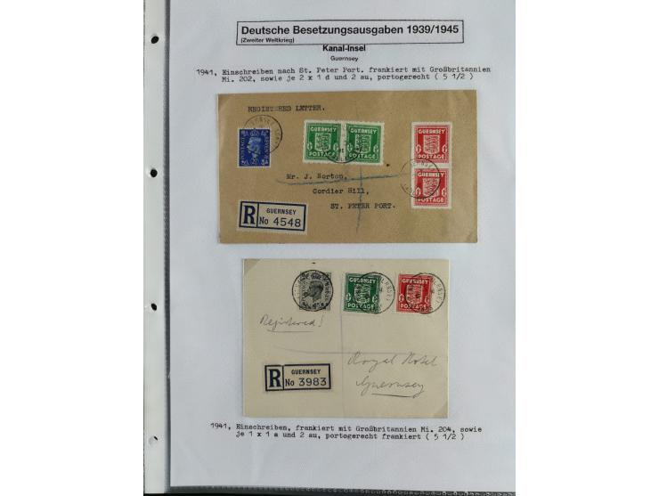 1941/45, kleine gestempelte Partie mit einigen Briefen/Karten, sauber auf selbst gestalteten Albenblättern, mit Albanien, Kan