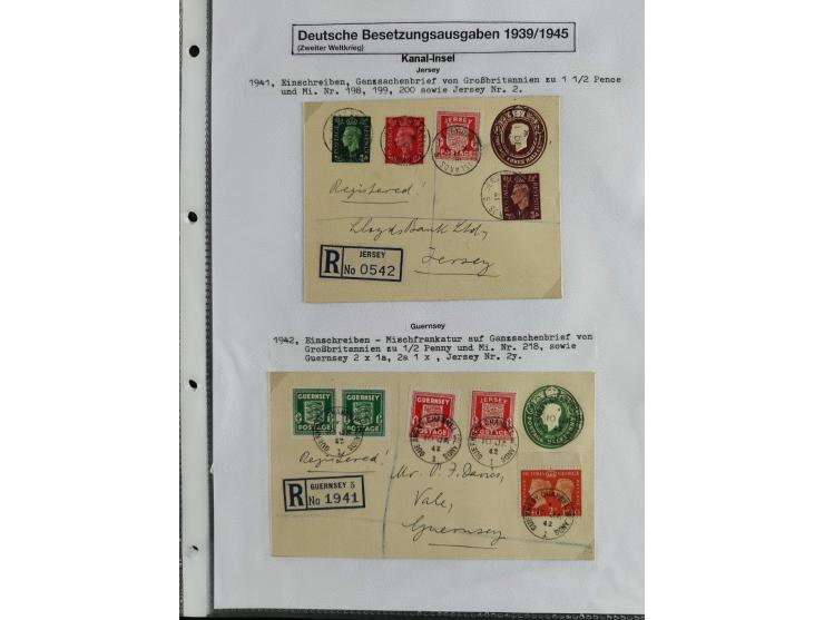 1941/45, kleine gestempelte Partie mit einigen Briefen/Karten, sauber auf selbst gestalteten Albenblättern, mit Albanien, Kan