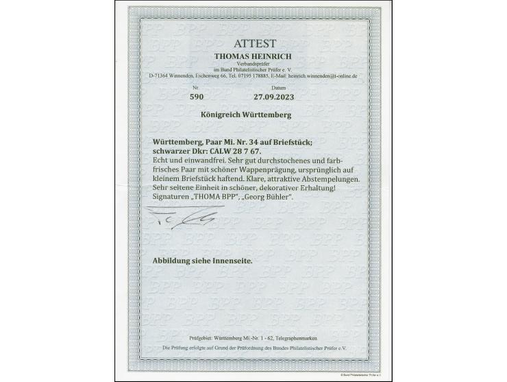 1865, 18 Kr. orangegelb im waagerechten Paar, farbfrisch und sehr gut durchstochen mit schöner Wappenprägung, sauiber mit DKr
