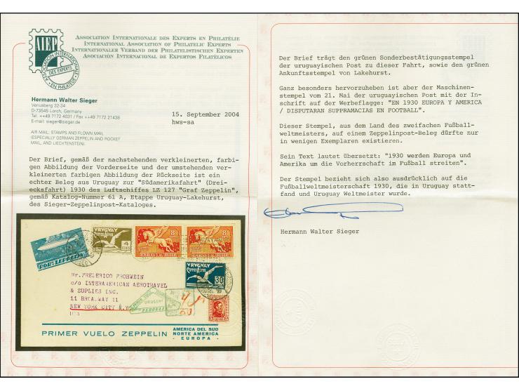 1930, Südamerikafahrt, uruguayische Post der Etappe bis Lakehurst, Vordruckbrief mit Maschinenstempel "MONTEVIDEO MAY 21.1930