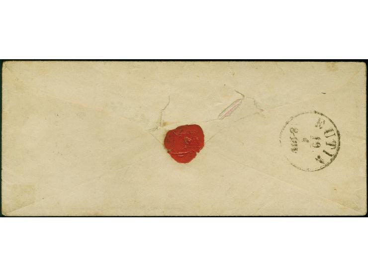 1¼ Schilling grün, senkrechtes Paar, farbfrisch und gut durchstochen, auf kleinem Paketbegleitbrief mit nebengesetztem Rahmen