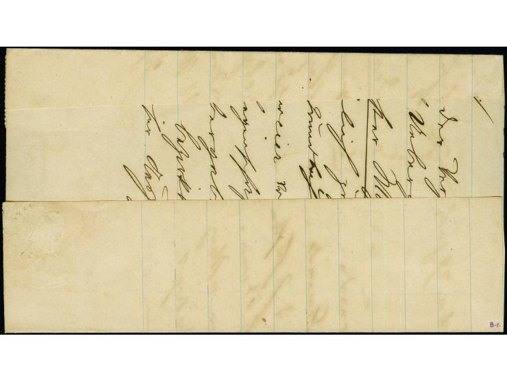 1 Kreuzer gelblichgrün im waagerechten Paar und Einzelwert je mit Oval-Stempel "DINGLINGEN POSTABL: FRIESENHEIM" auf rückseit