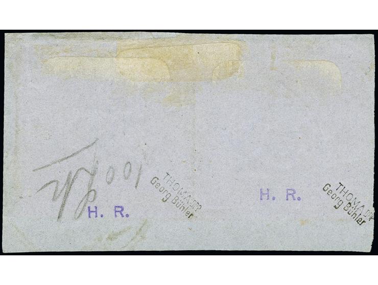 1865, 18 Kr. orangegelb im waagerechten Paar, farbfrisch und sehr gut durchstochen mit schöner Wappenprägung, sauiber mit DKr