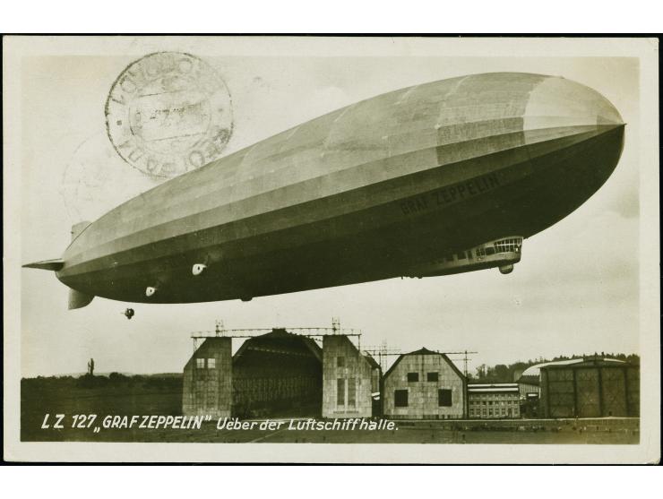 1929, Balkanfahrt mit Abwurf Belgrad, Fotokarte mit Bordstempel vom 15.10. und jugoslawische Frankatur mit Stempel "BEOROGRAD