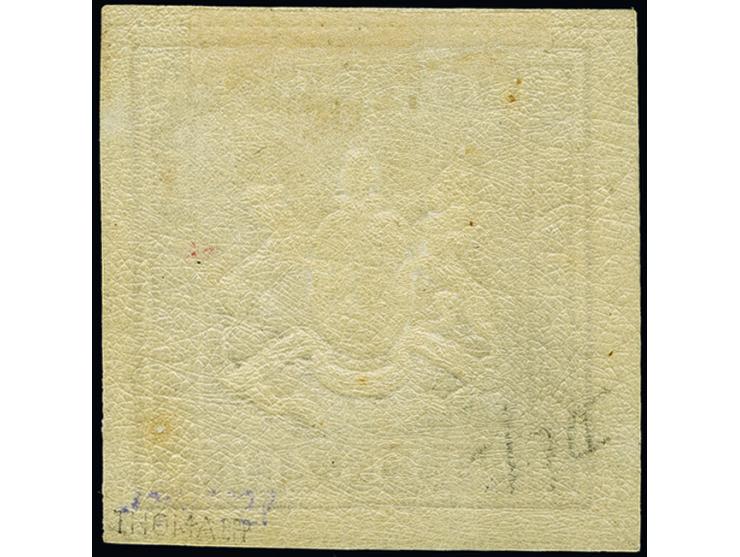 1873, 70 Kr. lilabraun, Bogenfeld 4, farbfrisch und allseits breitrandig geschnitten, mit allseits voller Trennlinie, mit sch