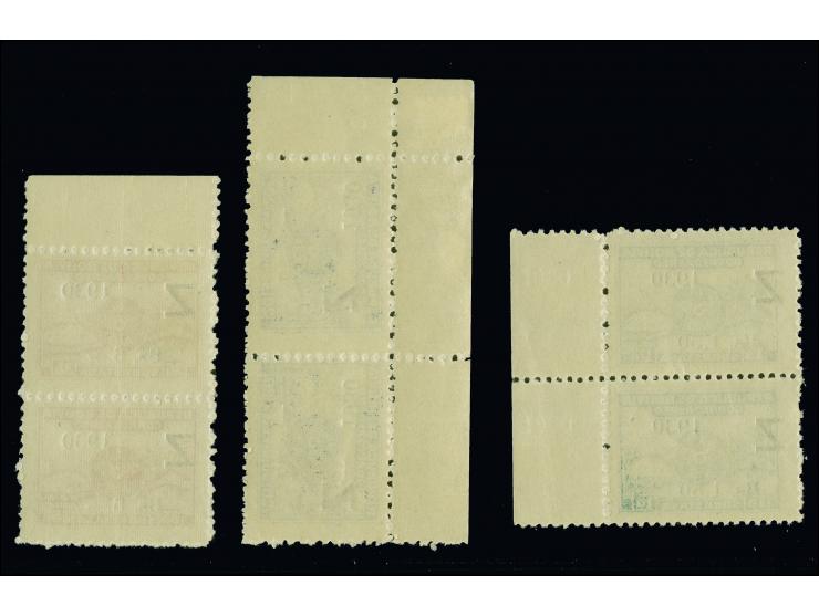 1930, Graf Zeppelin 1,50 Bolivano auf 15 Centavos bis 6 Bolivano auf 35 Centavos komplett in waagerechten bzw. senkrechten Pa