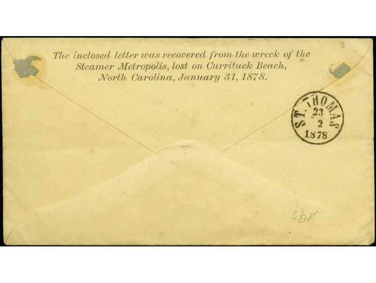 1878, Wreck of the Metropolis, undenominated United States Postal Service / Post Office Department / Office of the Third Ass’