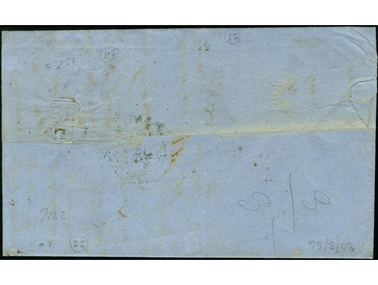 1866, folded letter datelined Paris, March 30, to Cobija, Bolivia, franked with perforated Napoleon 20c blue, 40c orange, 80c
