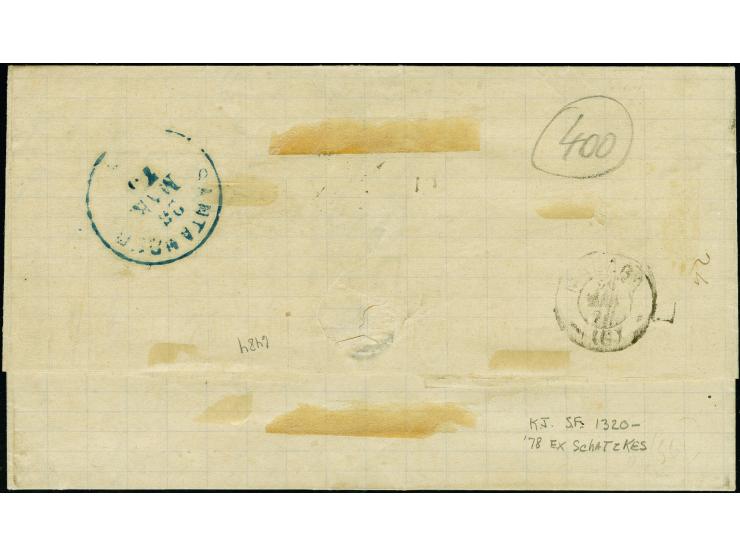 1876, folded letter datelined La Guaira [Venezuela], to Malaga, Spain, conveyed to Saint Thomas by the forwarding agents Matu