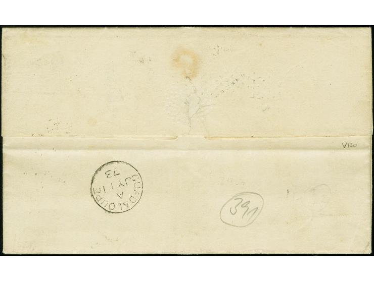 1873, folded letter to Portland, Maine, franked with 1871 30c brown horizontal pair, tied by dotted lozenge cancel, postmarke