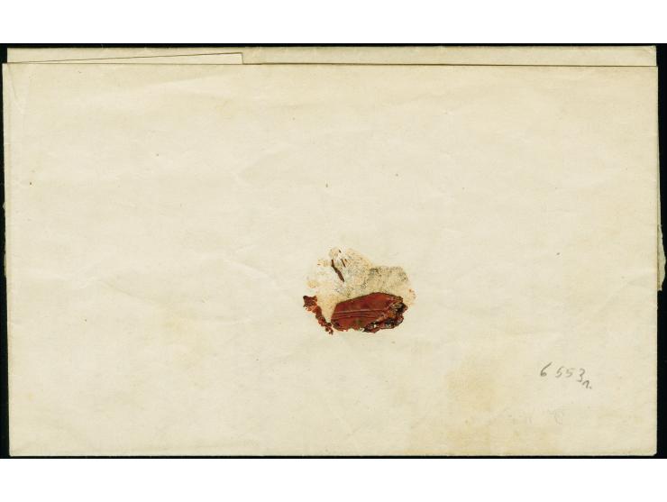 "332" in blau, sauber auf 1852, ½ Sgr. a. graugrün, auf komplettem Faltbrief mit sauber nebengesetztem blauen EKr. "SCHWALENB