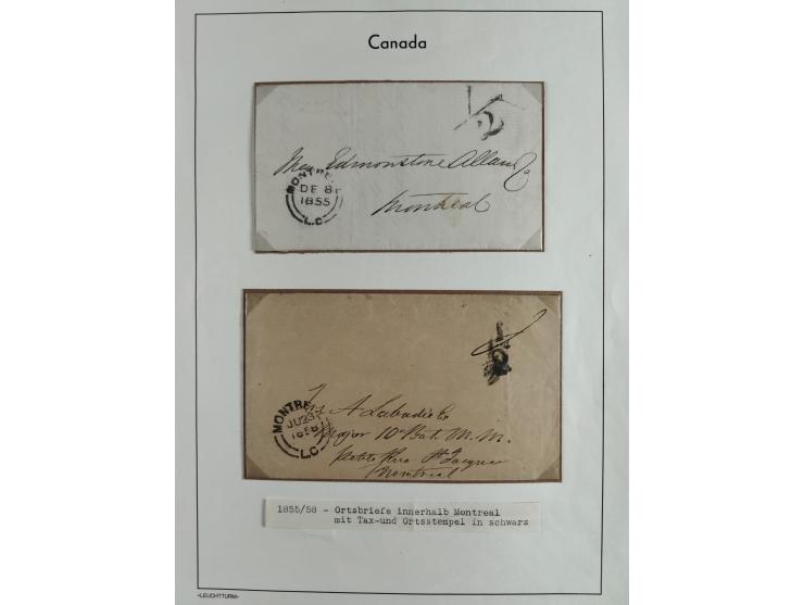 1850/73, kleine Partie von 8 Briefen mit verschiedenen Tarifen, Entwertungen usw., auf Blättern beschriftet