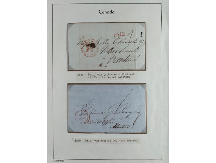 1850/73, kleine Partie von 8 Briefen mit verschiedenen Tarifen, Entwertungen usw., auf Blättern beschriftet