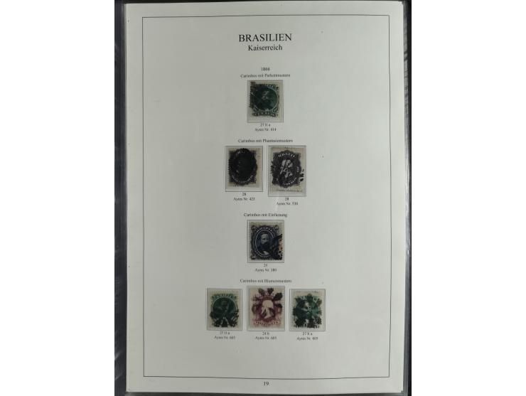 1843/90, extensive used collection. Beginning with "Bulls Eyes" 30, 60 (2) and 90 Reis, the latter clearly cancelled and with