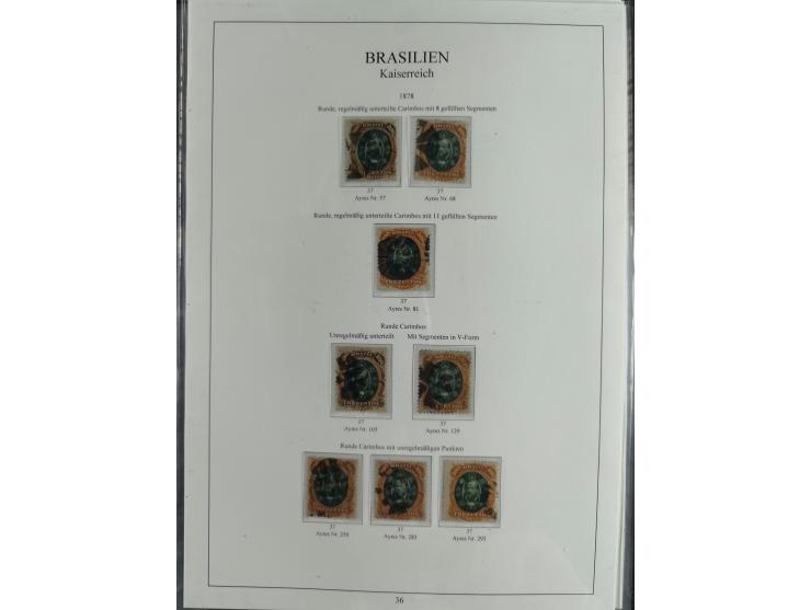 1843/90, extensive used collection. Beginning with "Bulls Eyes" 30, 60 (2) and 90 Reis, the latter clearly cancelled and with