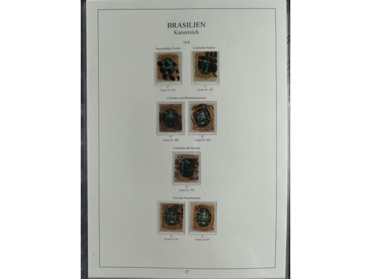 1843/90, extensive used collection. Beginning with "Bulls Eyes" 30, 60 (2) and 90 Reis, the latter clearly cancelled and with