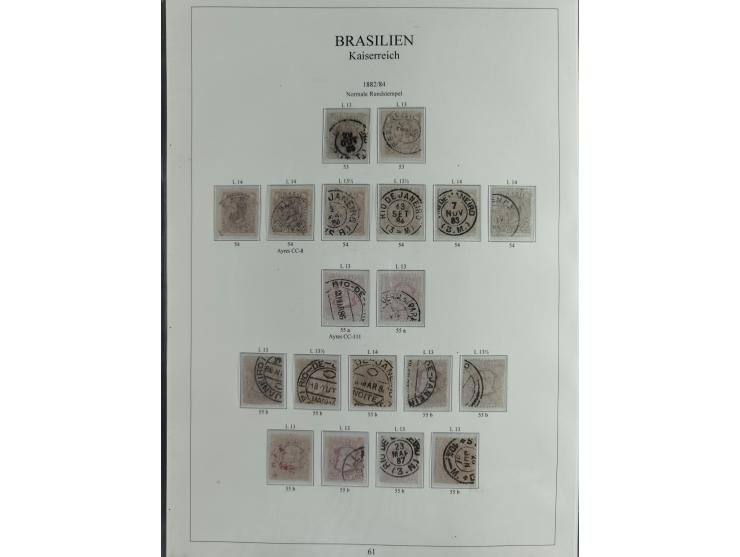 1843/90, extensive used collection. Beginning with "Bulls Eyes" 30, 60 (2) and 90 Reis, the latter clearly cancelled and with