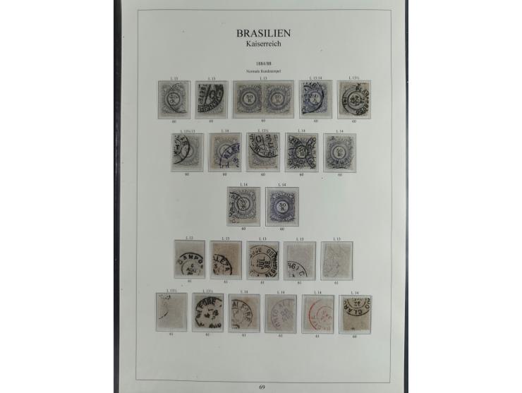 1843/90, extensive used collection. Beginning with "Bulls Eyes" 30, 60 (2) and 90 Reis, the latter clearly cancelled and with