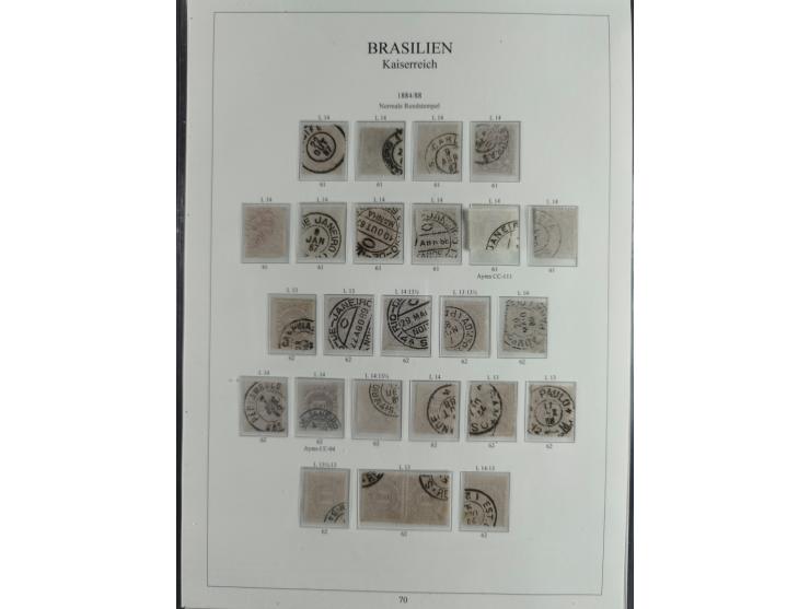 1843/90, extensive used collection. Beginning with "Bulls Eyes" 30, 60 (2) and 90 Reis, the latter clearly cancelled and with