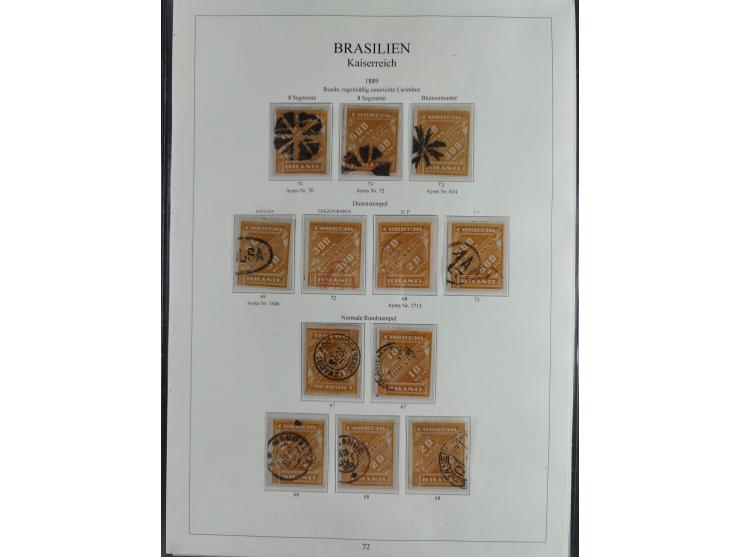 1843/90, extensive used collection. Beginning with "Bulls Eyes" 30, 60 (2) and 90 Reis, the latter clearly cancelled and with